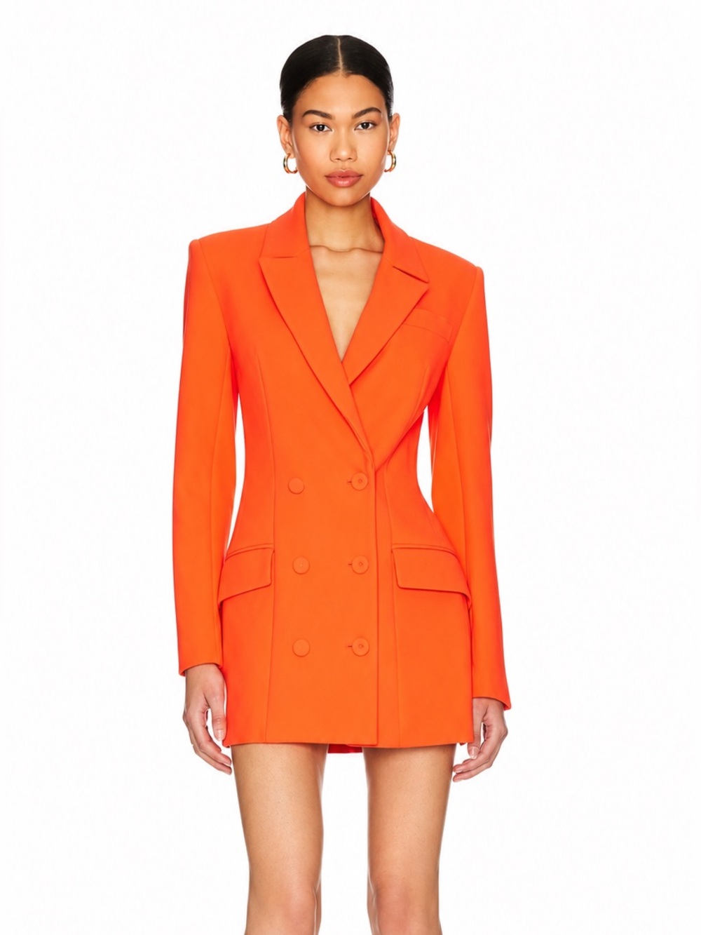 MISHA COLLECTION Vibrant Orange Double-Breasted Blazer Dress